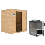 KARIBU Sauna Sonja mit graphitfarbener Tür Ofen 9 kW Bio externe Strg modern«, beige