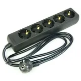 1 x G-L-T 5-Fach Mehrfachsteckdose schwarz Steckdosenleiste, Steckplätze 45 Grad gedreht, Kabel 1,4m, Steckerleiste