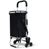 VOUNOT Einkaufstrolley Treppensteiger Schwarz 50L