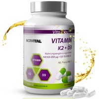 Vita2You Vitamin K2+D3 - 180 Kapseln - Vitamin K2 200μg + Vitamin D3 10.000 IE