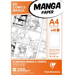 Clairefontaine, Heft + Block, Zeichenblock Manga Paper Manga und Comic (A4)