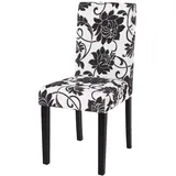 Décoshop26 - Esszimmer-/Küchenstuhl mit schwarzem Jacquard-Bezug und dunklen Beinen modernes Design 04_0002323