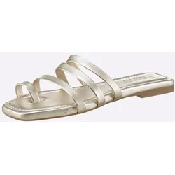 Pantolette HEINE, Damen, Gr. 38, gold (hellgoldfarben), Leder, Leder, modisch, Schuhe