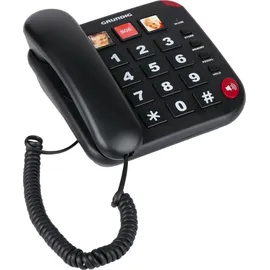 Grundig Senioren Festnetztelefon – mit großen Tasten, Notruftaste und Fototasten – Lautes Klingeln – Telefon mit Kabelanschluss – Für Äl... - Schwarz