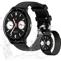 Valdus Herren & Damen Smartwatch 1,39 Zoll Fitness-Tracker mit Telefonfunktion IP67 wasserdicht, Herzfrequenzmesser G-Sensor & Schrittzähler – S... - Schwarz