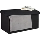 Relaxdays Sitzbank Leinen-Optik, gepolstert, Flur, Schlafzimmer, Truhenbank, HBT: 38x76,5x38,5 cm, schwarz