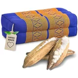 livasia Stützkissen Yogakissen (Classic) vegan und handgefertigt, 17x34x12cm, Kapok blau|gelb