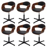 Mendler Esszimmerstuhl HWC-H46 Kunstleder schwarz Walnuss-Optik 6er Set