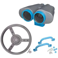 LoggyLand Spielturmzubehör, Lenkrad, Fernglas und Handgriffe grau, Modern, HDPE-Kunststoff,