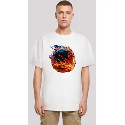 T-Shirt F4NT4STIC "Basketball On Fire Sport OVERSIZE TEE", Herren, Gr. 4XL, weiß, Obermaterial: 100% Baumwolle, casual, oversize, Rundhals, Kurzarm ohne Bündchen, Shirts, Print