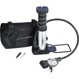Bikers Dream Mini Fußpumpe mit analogem Manometer, schwarz