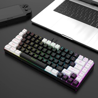 Elprico Typ C Kabelgebundene Gaming-Tastatur mit RGB-Hintergrundbeleuchtung und 84 Tasten, Mechanische Mini-Handy-Tastatur, RGB-beleuchtete Desktop-Laptop-Büro-Gaming-Tastatur (Schwarz)