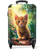 NoBoringSuitcases.com Kinderkoffer, Kinder Koffer, Koffer Kinder, Reisetasche Mit Rollen, Reisekoffer Kinder, Handgepäck Koffer, Trolley Kinder, Koffer, Handgepäck 55x40x20 cm (Rotes Kätzchen - Grün)