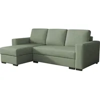 MIRJAN24 Ecksofa Latte mit zwei Bettkästen und Schlaffunktion, Seite universal, Holzfüße, Rückenlehne in Form beweglicher Kissen (Farbe: Neve 34) - Grün