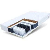 Fdm Taschenfederkernmatratze 100 x 200 cm Matratze 7-Zonen Polyurethanschaum Latex Kokos Härtegrad H4/H3 (Hart/Mittelhart) Höhe 20 cm Zweiseitig Bezug Abnehmbar Waschbar