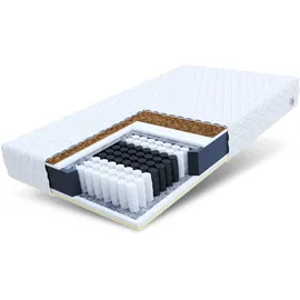 Fdm Taschenfederkernmatratze 100 x 200 cm Matratze 7-Zonen Polyurethanschaum Latex Kokos Härtegrad H4/H3 (Hart/Mittelhart) Höhe 20 cm Zweiseitig Bezug Abnehmbar Waschbar