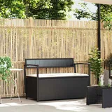 Möbel Gartenbank mit Stauraum und Kissen Schwarz Poly Rattan - Gartenbänke CC4516 - Schwarz