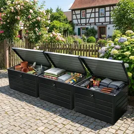 prestige home living outdoor Metall-Aufbewahrungsbox Gartentruhe 300L 100 x 61 x 62 cm Grau