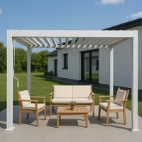 Mendler Alu Pergola HWC-N94, Lamellen-Pavillon Terrassenüberdachung, stabiles 10cm-Metall-Gestell 3x3m
