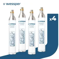 4x Wessper AquaFrizz Kartusche/Zylinder für SättigungsanWessper S1 Sodamaker CO2-Flaschenpatrone für 60l Schraubflaschensättigerlagen Reservezy...