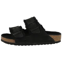 Birkenstock Classic Arizona Lammfell Pantoletten, Schwarz (Schwarz) - 43