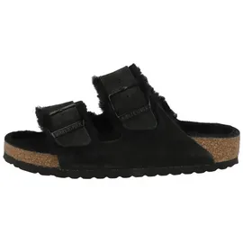 Birkenstock Classic Arizona Lammfell Pantoletten, Schwarz (Schwarz) - 43