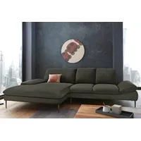 Ecksofa W.SCHILLIG "enjoy&MORE, Designsofa, bequem, zeitlos und elegant, L-Form", grün (hunter r66), B:310cm H:87cm T:185cm, Chenille-Flachgewebe R66 (85% Polyester, 15% Nylon), Longlife Xtra-Leder Z59: Glattleder mit modischer Prägung. Hautstärke 0, 9 - 1, 1 mm, Stoff S37 (100% Polyester), Sofas, Sitztiefenverstellung, Füße bronze pulverbeschichtet, Breite 310 cm