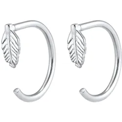 Elli Ohrringe Feder Boho Creole 925 Sterling Silber silberfarben Damen 