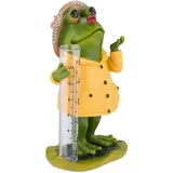 Relaxdays Regenmesser Frosch, wetterbeständig, analoger Regenanzeiger, H x B x T: 19 x 10,5 x 8 cm, Gartendeko, bunt