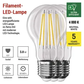 EMOS LED-Birne 3,8W E27 neutralweiß 806 lm 3 St.