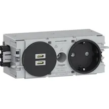 Hager Steckdose 1-fach mit USB 20 W Graphitschwarz 1 St.