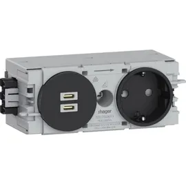 Hager Steckdose 1-fach mit USB 20 W Graphitschwarz 1 St.