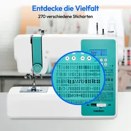 Medion Digitale Nähmaschine SD36 MD11881) Nähmaschine, Weiss, türkis