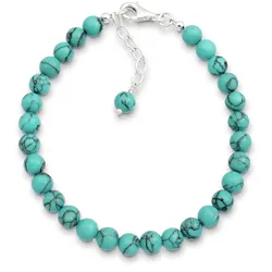 Armband ELLI "Türkis Edelstein Kugeln Howlith 925 Silber", blau (türkis, türkis), Armbänder, Damen, 24cm,mit Steinen, Silber 925 (Sterlingsilber)