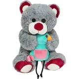 Teddybär "Dieter" grau mit Vogel in Händen - ca. 28 cm