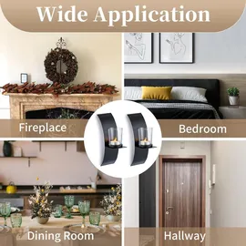 luxuskollektion 2er Set Wand Kerzenhalter Schwarz Metall Teelichthalter