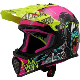 LS2 MX437 Fast Evo II Mini Gorilla Pink/Türkis/Gelb M