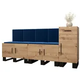 ABIKS MÖBEL Garderoben-Set ARTIN Set 17 Garderobe mit gepolsterten Paneelen, Industriell Design blau