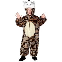 Smiffys Kostüm Tierkostüm Tiger, Tierisch niedlicher Kostümoverall für Kinder braun 116-128