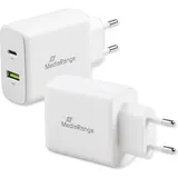 MediaRange Steckdosen-Ladegerät (43 W), USB Ladegerät USB-A/USB-C weiß
