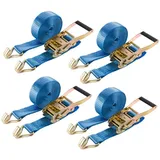 Arebos Spanngurt mit Haken mit Haken und Ratsche, 6m x 50mm blau, Zurrkraft bis 5000kg, 4 St�ck