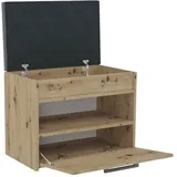 CDF MeHome Schuhregal 35x60x49 cm mit Sitzfläche und Stauraum 32x56x8 cm Sitzbank Sitzkissen Schuhbank Holz Schuhschrank für Flur Schuhablage Bank Garderobenbank (Artisan)