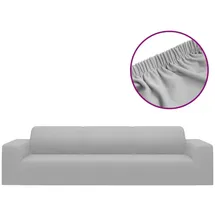 vidaXL Stretch Sofahusse 4-Sitzer Grau Polyester-Jersey