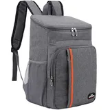 MCXKJ 22L Kühlrucksack Picknicktasche Kühl Rucksack Groß Isoliert Cooler Bag, Männer Frauen für Strand、Picknick、Camping、Grill、BBQ、Wandern Speisen und Getränke(Grau)