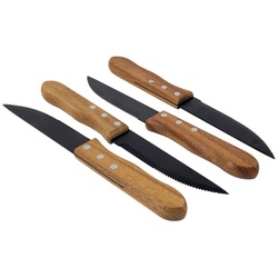 Spetebo Steakmesser »Steakmesser Set 4-tlg.- Jumbo Messer mit Holzgriff« (4 Stück), mit Holzgriff braun