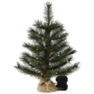 Gartenpirat Künstlicher Weihnachtsbaum 60 cm mit Drahtlichterkette 60 LED warmweiß Christbaum kiefernähnlich mit Frosteffekt beleuchtet batteriebetrieben