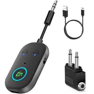 Bluetooth Transmitter Empfänger,Bluetooth 5.3 Adapter 2 in 1 Blue-Tooth Sender Klinke,Blue-Tooth Splitter für 2 Kopfhörer wie Airpods,Bluetoo th Adapter Klinke 3,5 für Kopfhörer,Auto, Audio System,TV