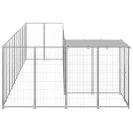 vidaXL Hundezwinger 2,2 m x 5,5 m x 1,1 m Stahl Silber