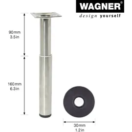 Wagner Möbelbein Telescope ST 1829 12182901 Ø 30 x 160-250 mm