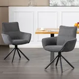 HOMCOM Esszimmerstuhl 2er Set Drehbar Küchenstuhl mit Samtoptik, Metallbeine